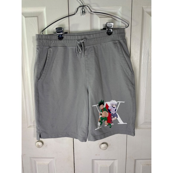 BoxLunch Hunter x Hunter Anime Graphic Shorts Mens Gray Drawstring size Large - Picture 1 of 7